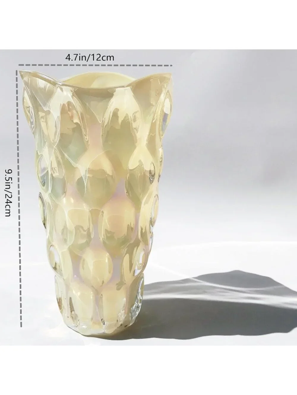 9.5 Inch Sparkle Cream Heavy Glass Flower Vase Bohemian Style Perfect Home Deco